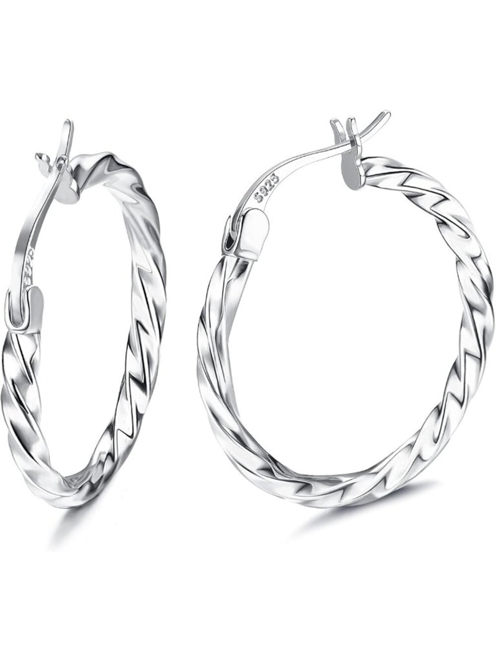 925 Sterling Silver Twisted Hoop Earrings for Women - Elegant & Stylish